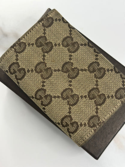 Pre-owned Gucci GG Canvas brown card case
