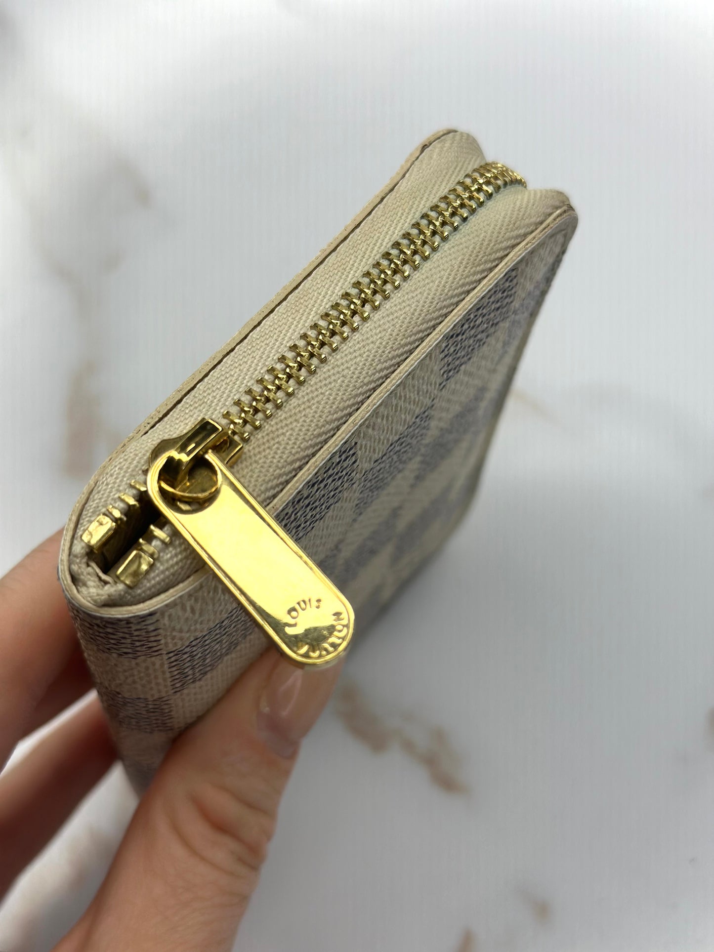 Pre-owned Louis Vuitton Damier azur compact zippy
