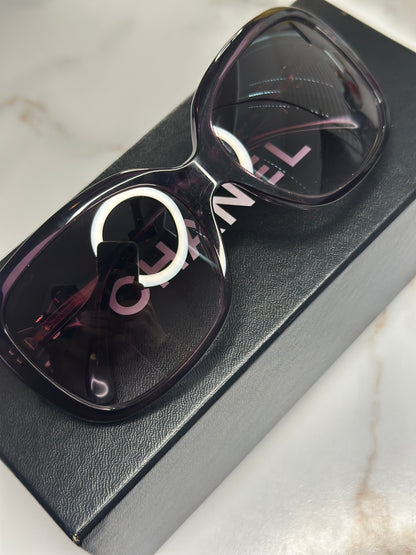 Pre-owned Chanel Acetate CC Bow purple Sunglasses
