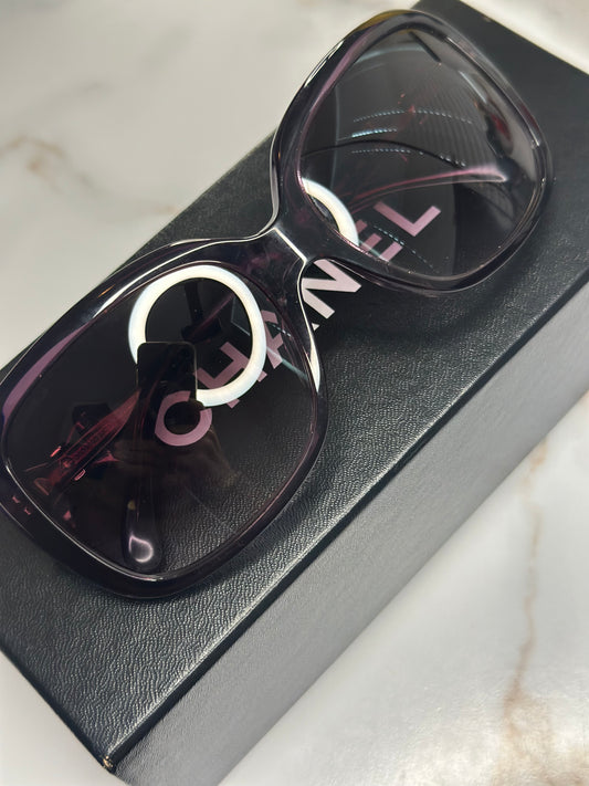 Pre-owned Chanel Acetate CC Bow purple Sunglasses