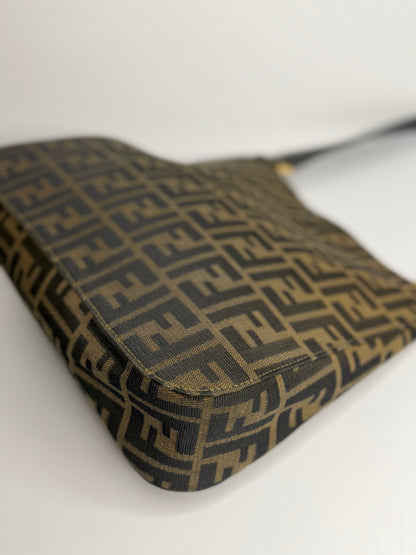 Pre-owned FENDI Zucchino Shoulder Bag Canvas Brown