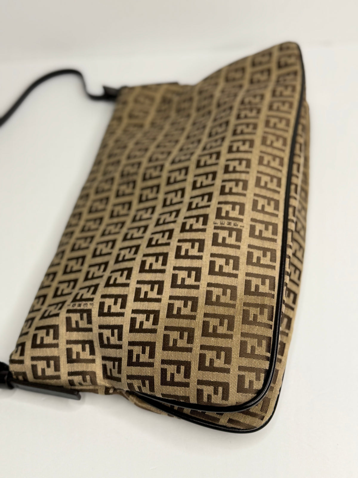 Pre-owned Fendi Zucchino canvas Brown baguette shoulder bag