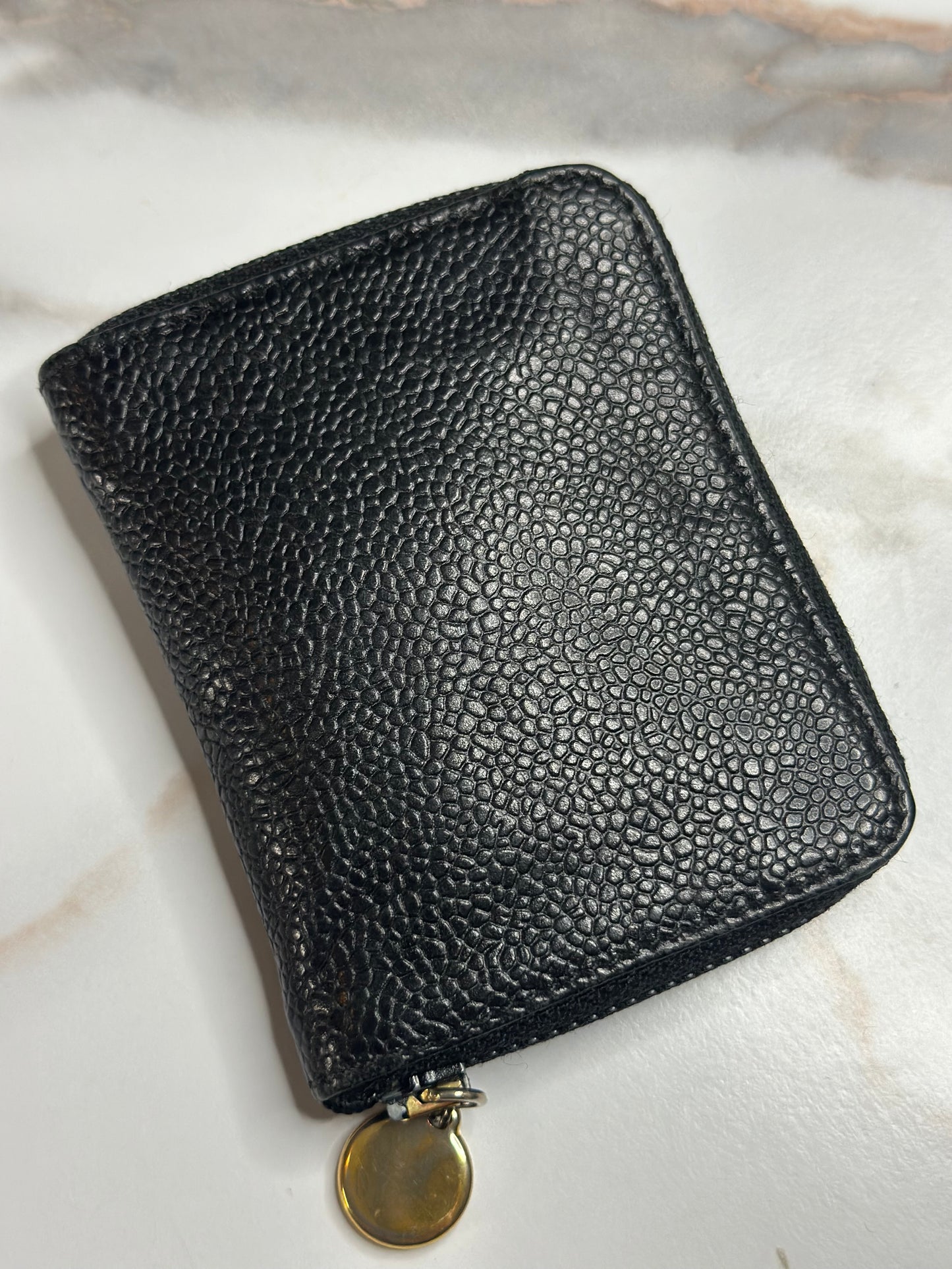 Pre-owned Chanel vintage coco mark caviar leather coin pouch