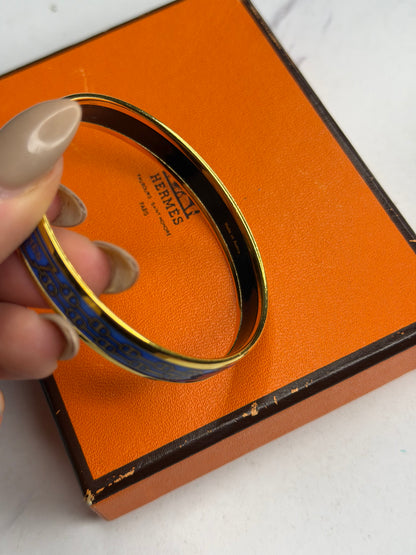 Pre-owned Hermes Emaillé Chaîne d'Ancre Bangle Bracelet GM