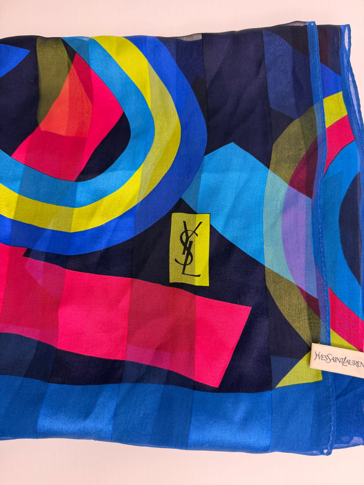 Pre-owned Yves Saint Laurent multicolor sheer silk scarf