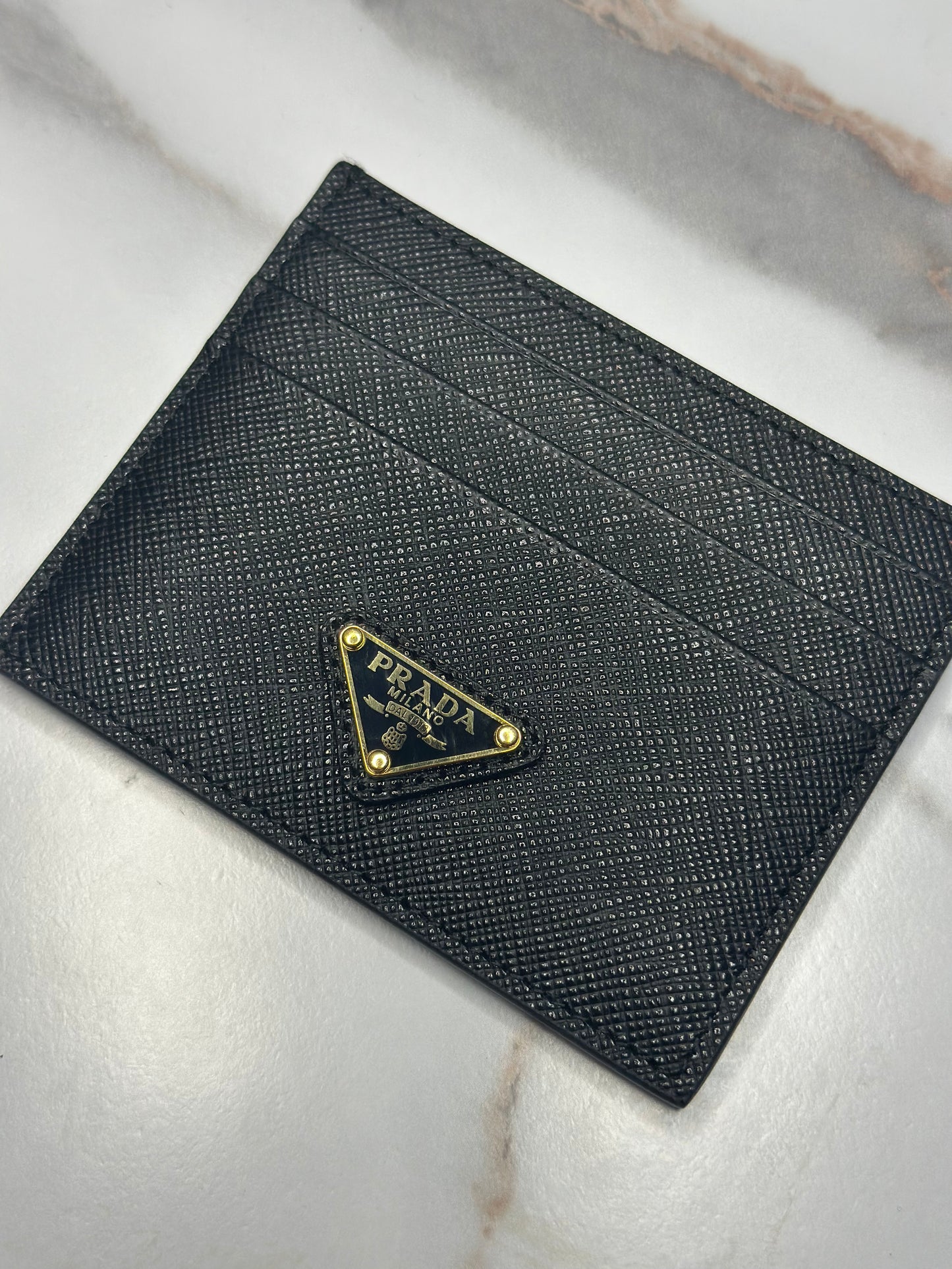 Pre-owned Prada black Saffiano leather card holder