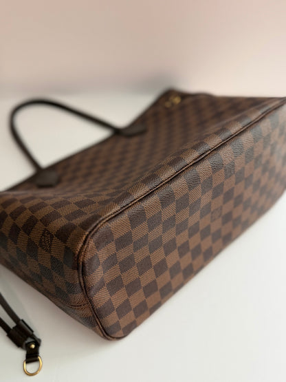 Pre-owned Louis Vuitton Damier ebene neverfull MM tote