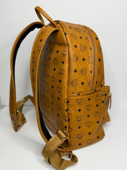 Pre-owned MCM backpack in the signature cognac Visetos monogram print