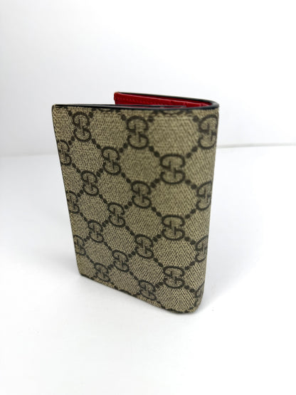 Pre-owned Gucci supreme canvas cherry compact wallet