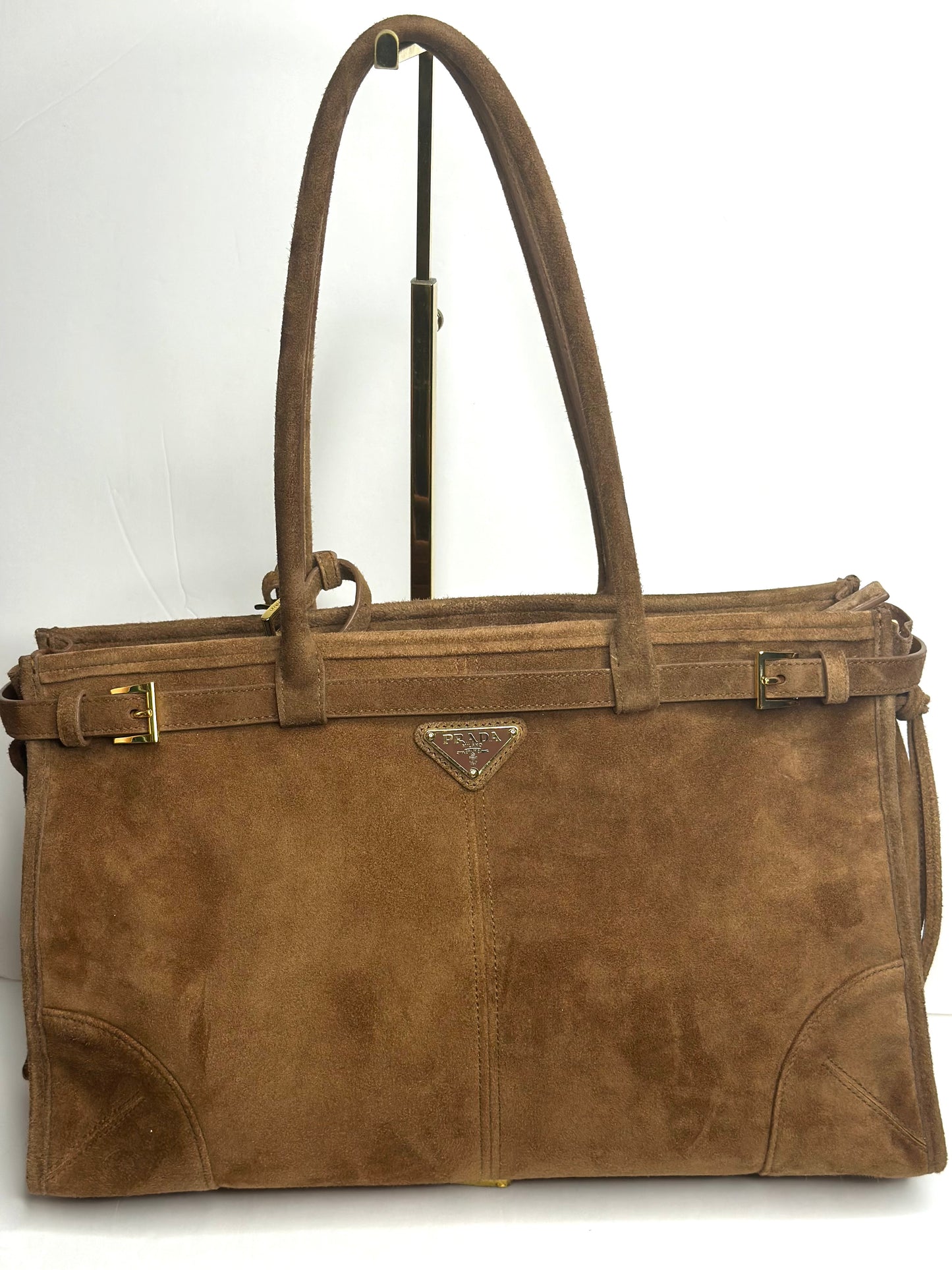 Pre-owned Prada Large Bonnie Suede   shoulder bag