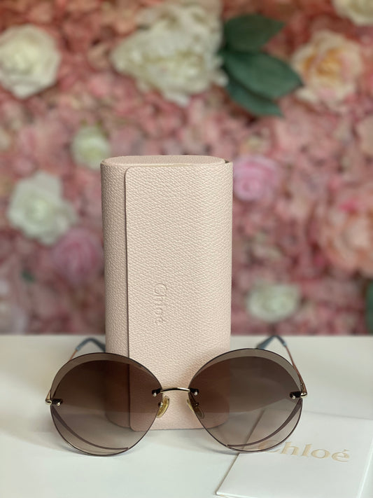 Pre-Owned Chloe Brown & Gold round sunglasses