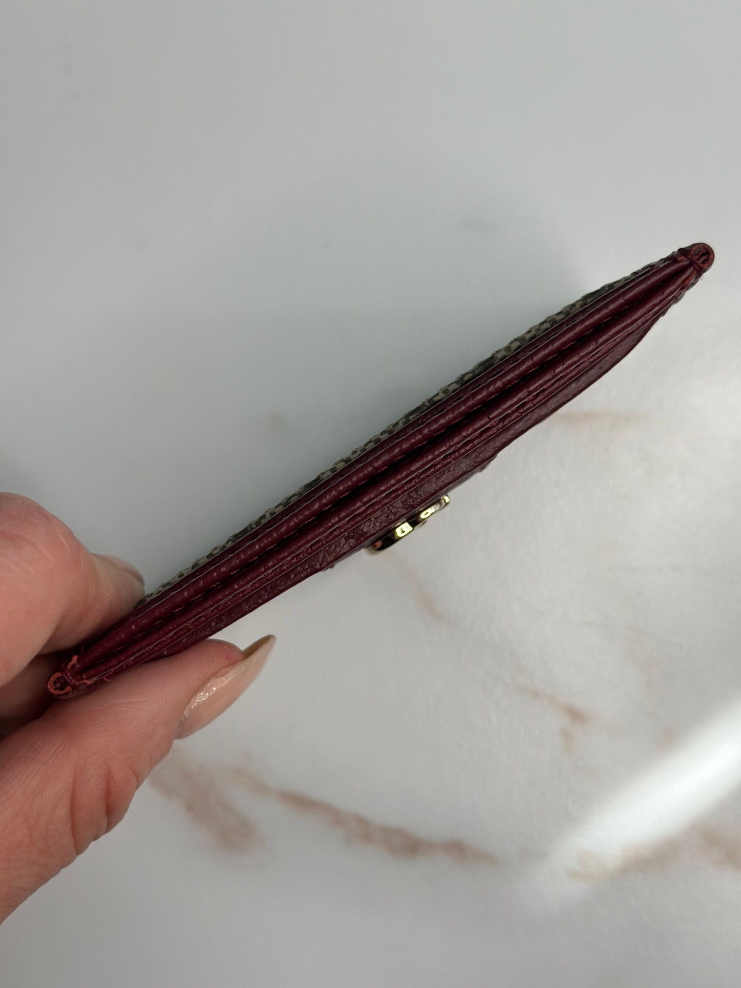 Pre-owned Gucci GG Ophidia burgundy canvas x leather cardholder