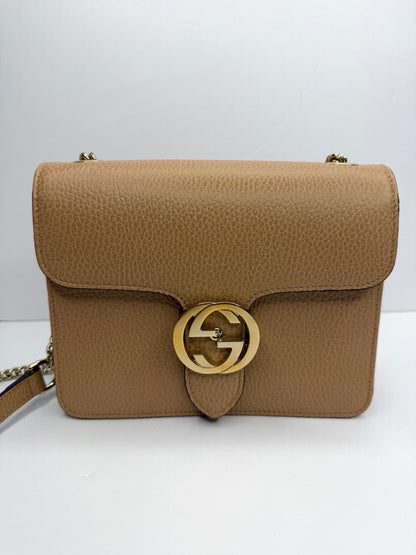 Pre-owned Gucci Beige leather  interlocking logo, Crossbody