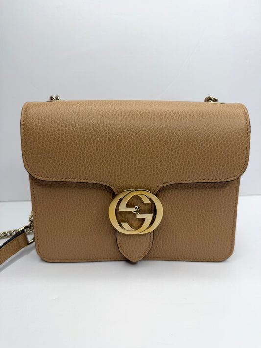 Pre-owned Gucci Beige leather  interlocking logo, Crossbody