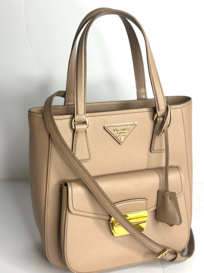 Pre-owned Prada Metropolis Tote blush pink Saffiano Leather & wallet
