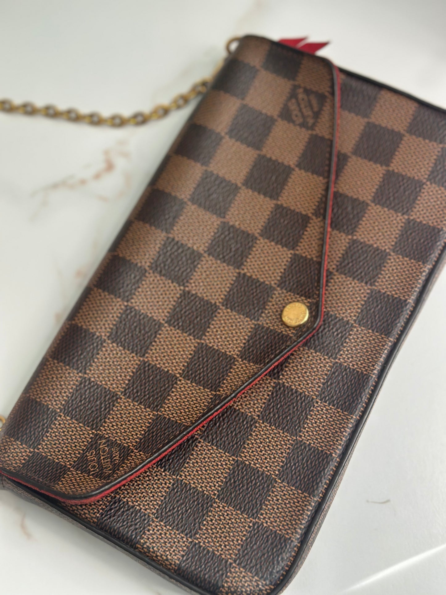 Pre-owned Louis Vuitton Damier ebene canvas felicie pochette crossbody