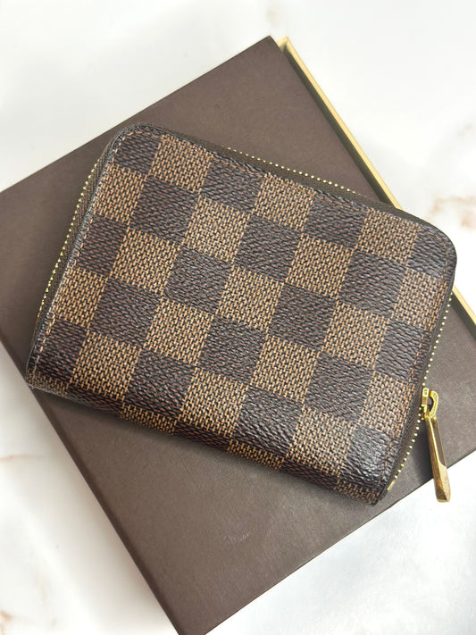 Pre-owned Louis Vuitton Damier Ebene compact wallet
