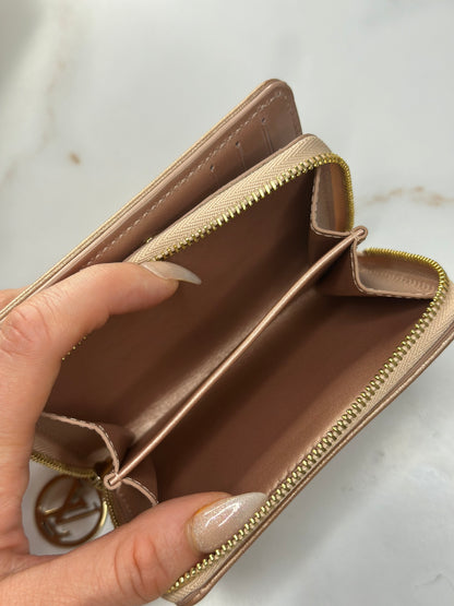 Pre-owned Louis Vuitton Lambskin Embossed Monogram Lou Coussin Wallet Rose Gold