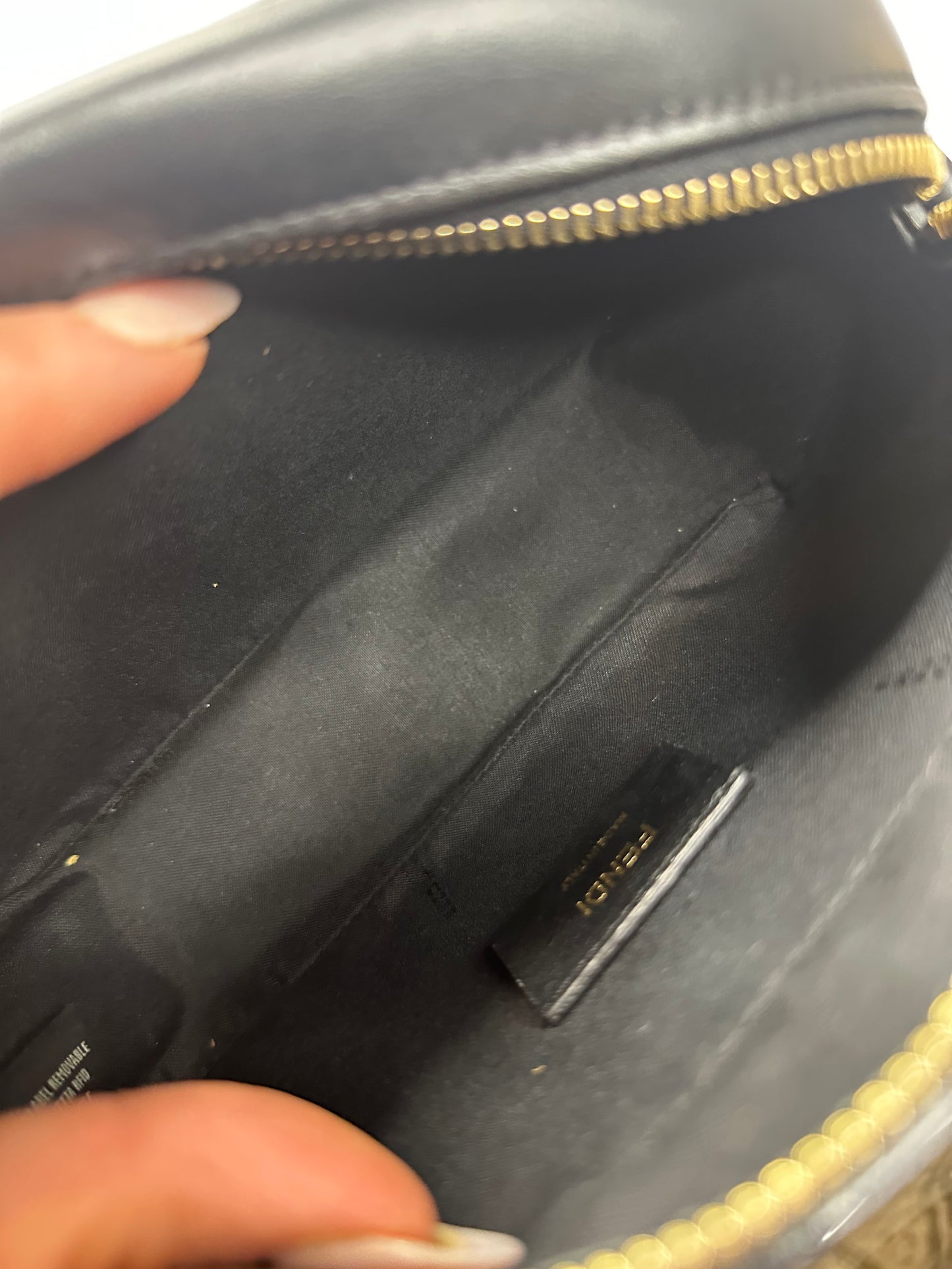 Pre-owned Fendi Glazed Fabric Vitello  Stamp Camera Bag