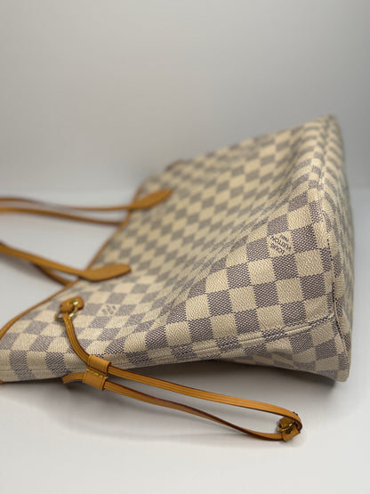 Pre-owned Louis Vuitton Damier azur neverfull MM tote
