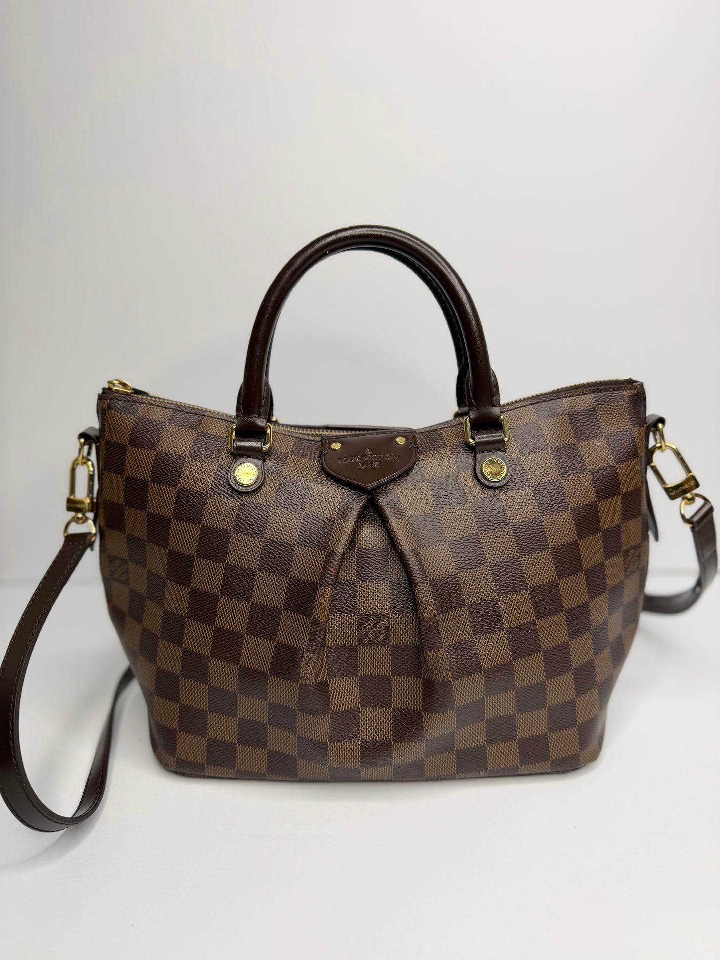 Pre-owned Louis Vuitton Damier Ebene Sienna PM two way tote