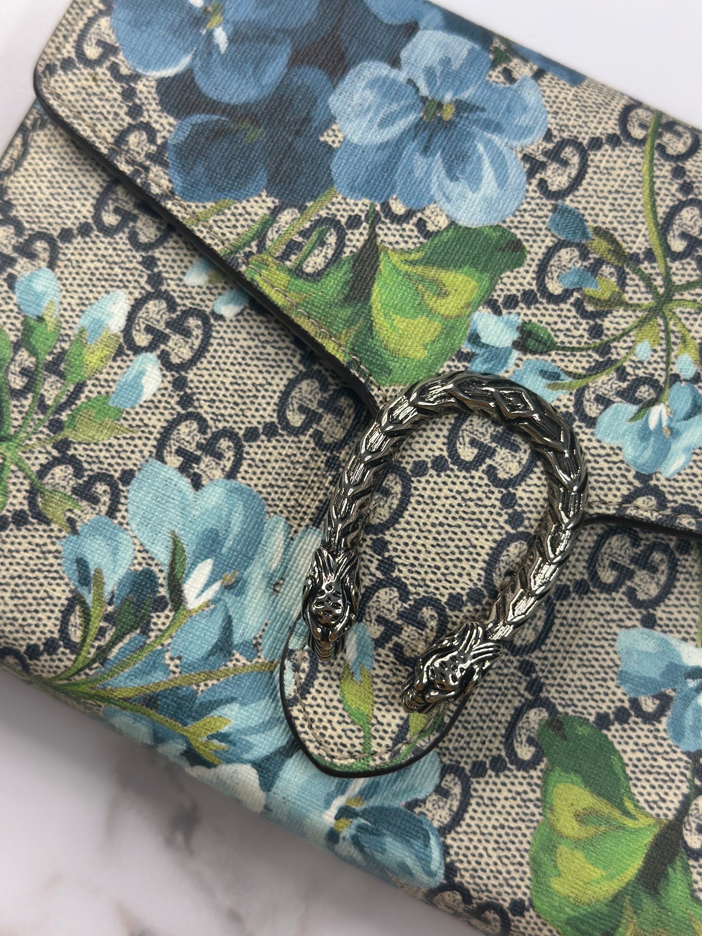 Pre-owned Gucci Dionysus Chain Wallet Blooms Print GG Coated Canvas Small crossbody