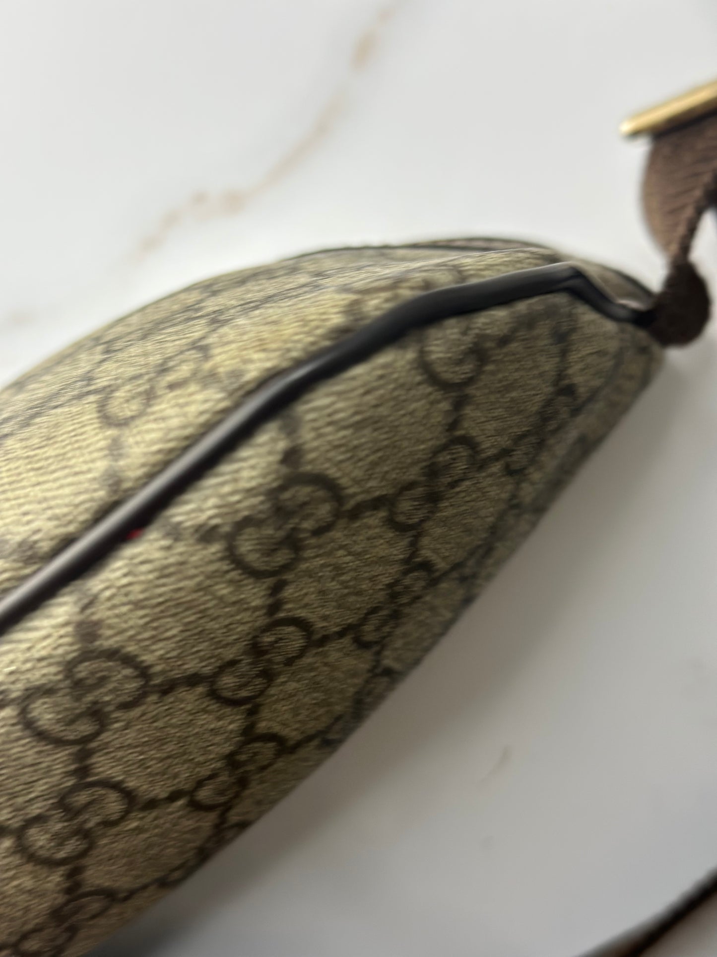 Pre-owned Gucci GG Supreme Monogram Belt Bag Dark Brown