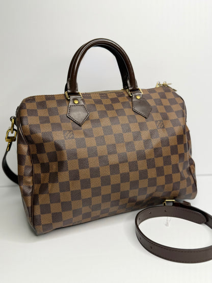 Pre-owned Louis Vuitton Damier Ebene Speedy 30 bandolier crossbody