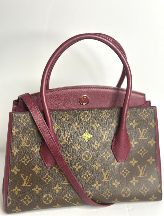 Pre-owned Louis Vuitton Florine Monogram Canvas Shoulder Bag Burgundy