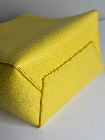 Pre-owned Celine Soft Grained yellow Calfskin Small Sangle Bucket Bag