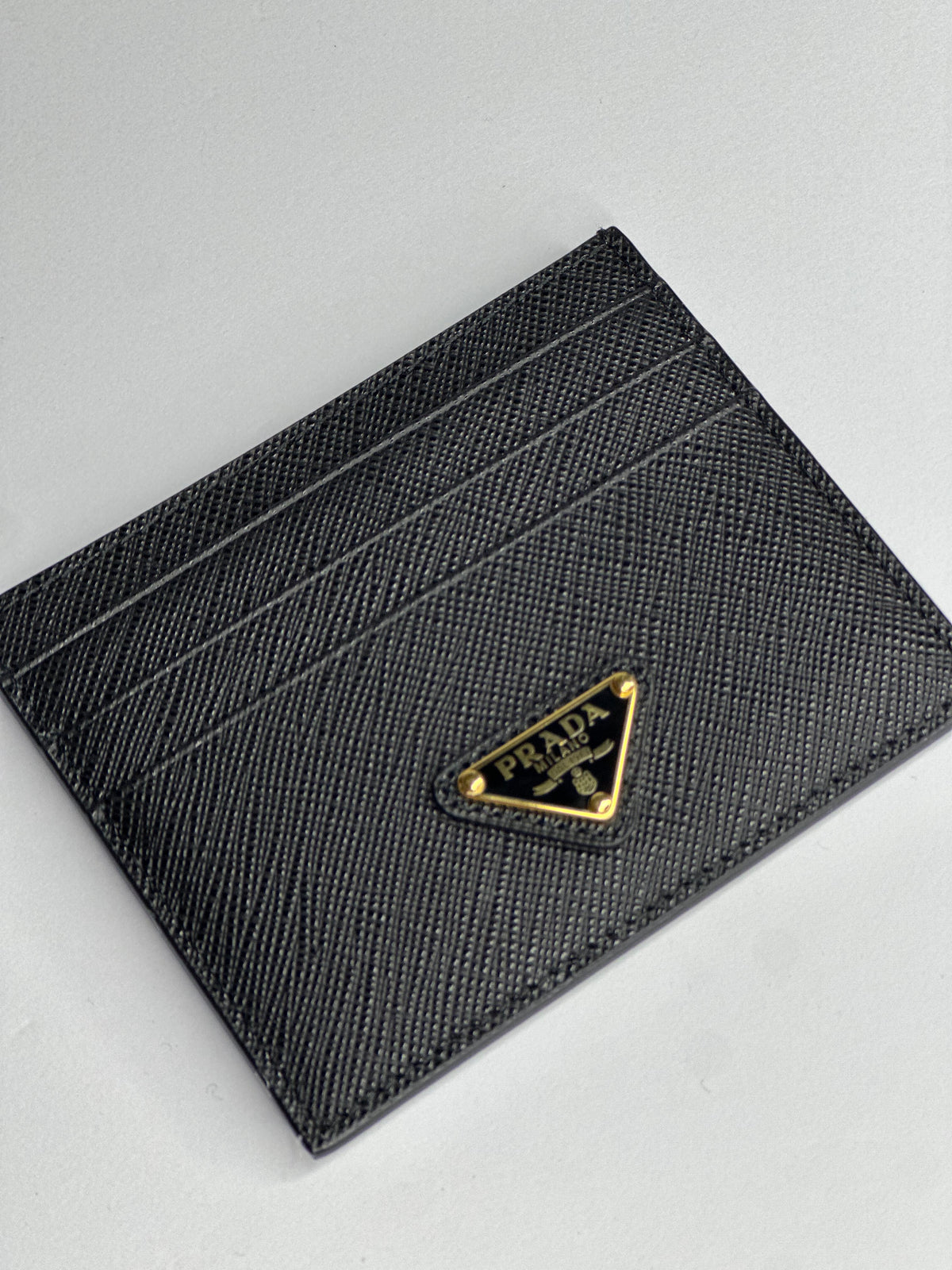 Pre-owned Prada black Saffiano leather card holder