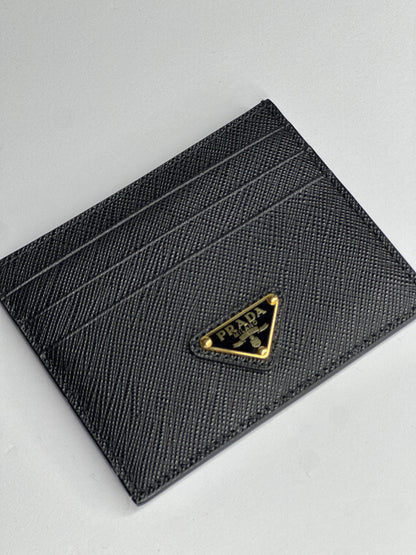 Pre-owned Prada black Saffiano leather card holder