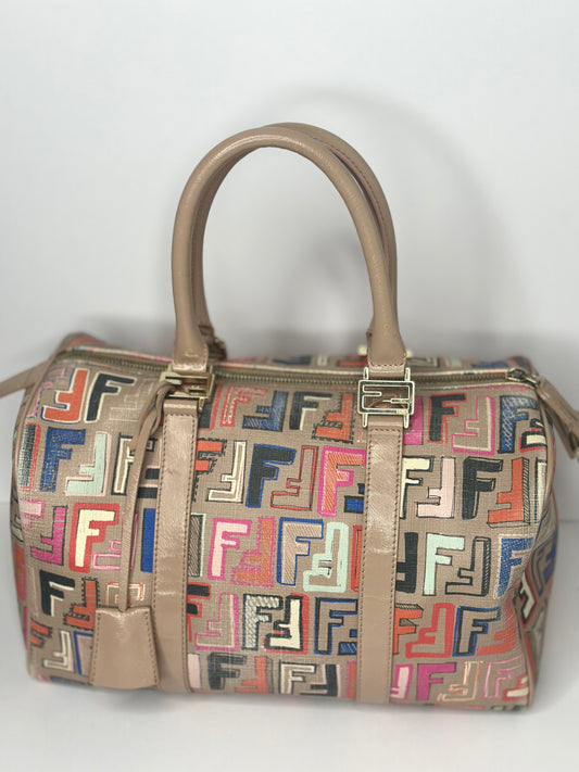 Pre-owned Fendi Boston Bag Zucca Coated Canvas Medium tote