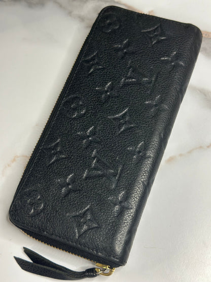 Pre-owned Louis Vuitton monogram black Empriente leather clemence wallet