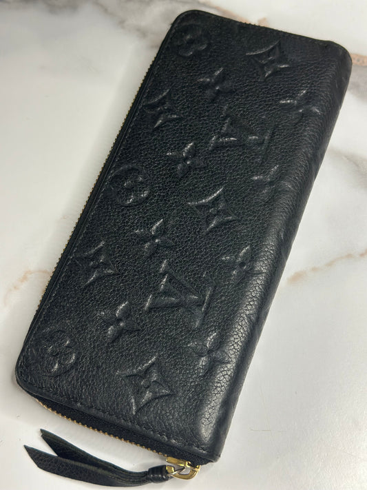 Pre-owned Louis Vuitton monogram black Empriente leather clemence wallet