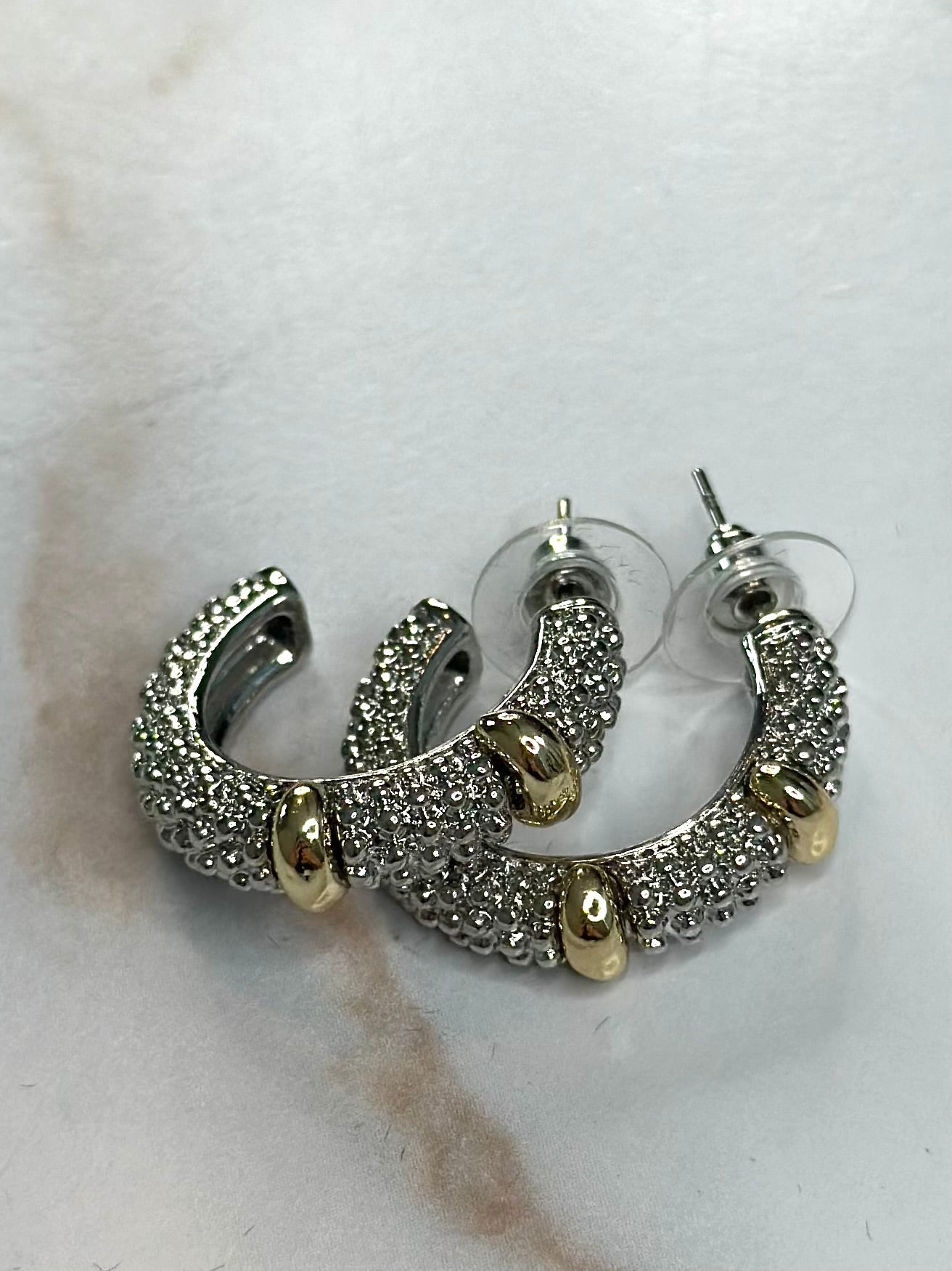 Evie two tone textured earrings