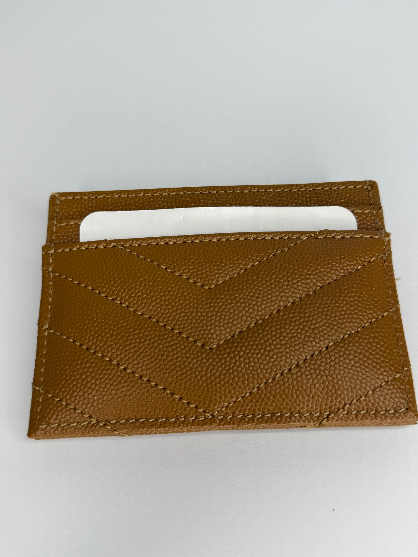 Pre-owned Saint Laurent camel leather card holder
