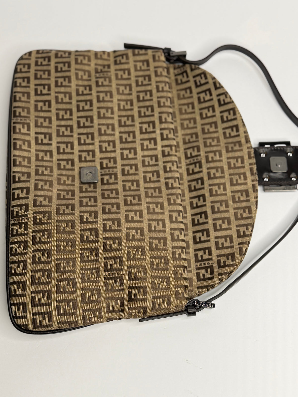 Pre-owned Fendi Zucchino canvas Brown baguette shoulder bag