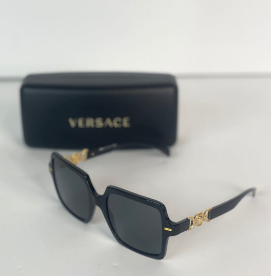 #40 Pre-Owned Versace Black & Gold Square Sunglasses