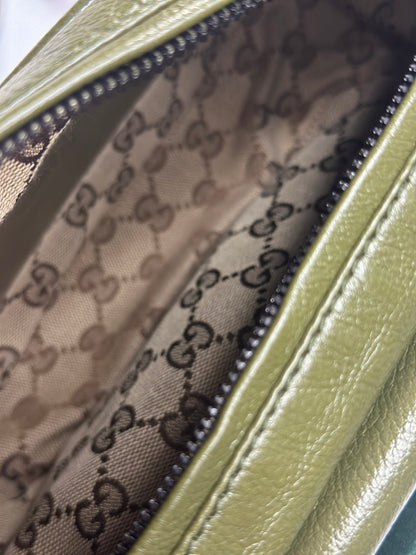 Pre-owned Gucci khaki green Tonal GG Shoulder Bag Leather