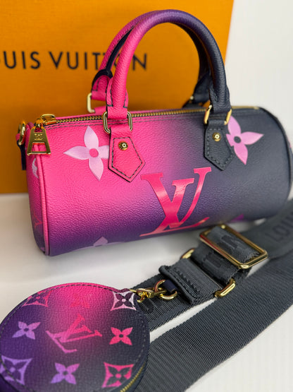 Pre-owned Louis Vuitton Papillon BB Spring In The City Monogram Giant Shoulder Bag Midnight Fuchsia