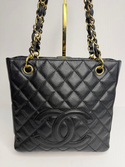 Pre-owned Chanel Black caviar leather petite, shopping tote shoulder bag