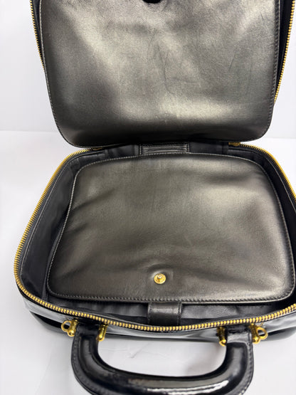 Pre-owned Chanel CC Coco Mark vanity top handle bag in black patent leather