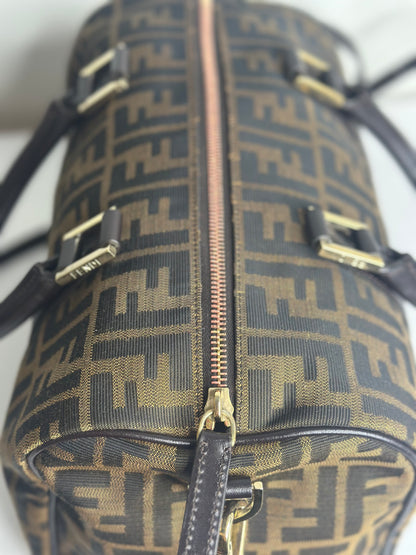 Pre-owned Fendi Zucca print canvas Boston two way tote