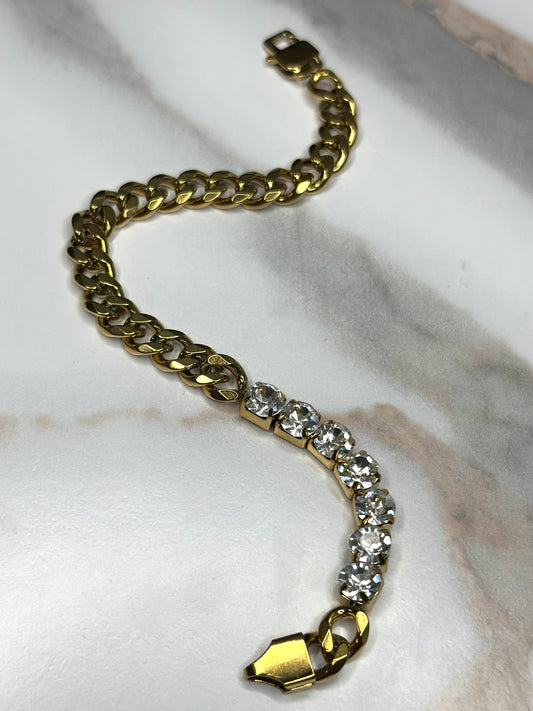 Selena Rhinestone x chain link bracelet