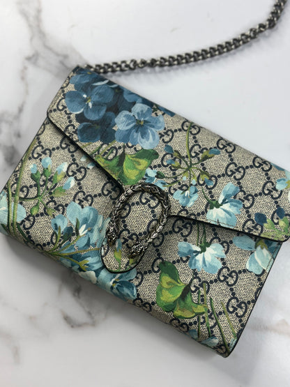 Pre-owned Gucci Dionysus Chain Wallet Blooms Print GG Coated Canvas Small crossbody