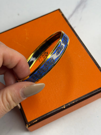 Pre-owned Hermes Emaillé Chaîne d'Ancre Bangle Bracelet GM
