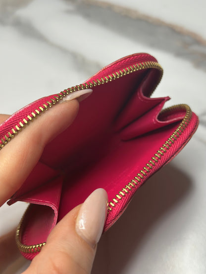 Pre-owned Louis Vuitton Vernis Heart Coin Purse Rose Pop