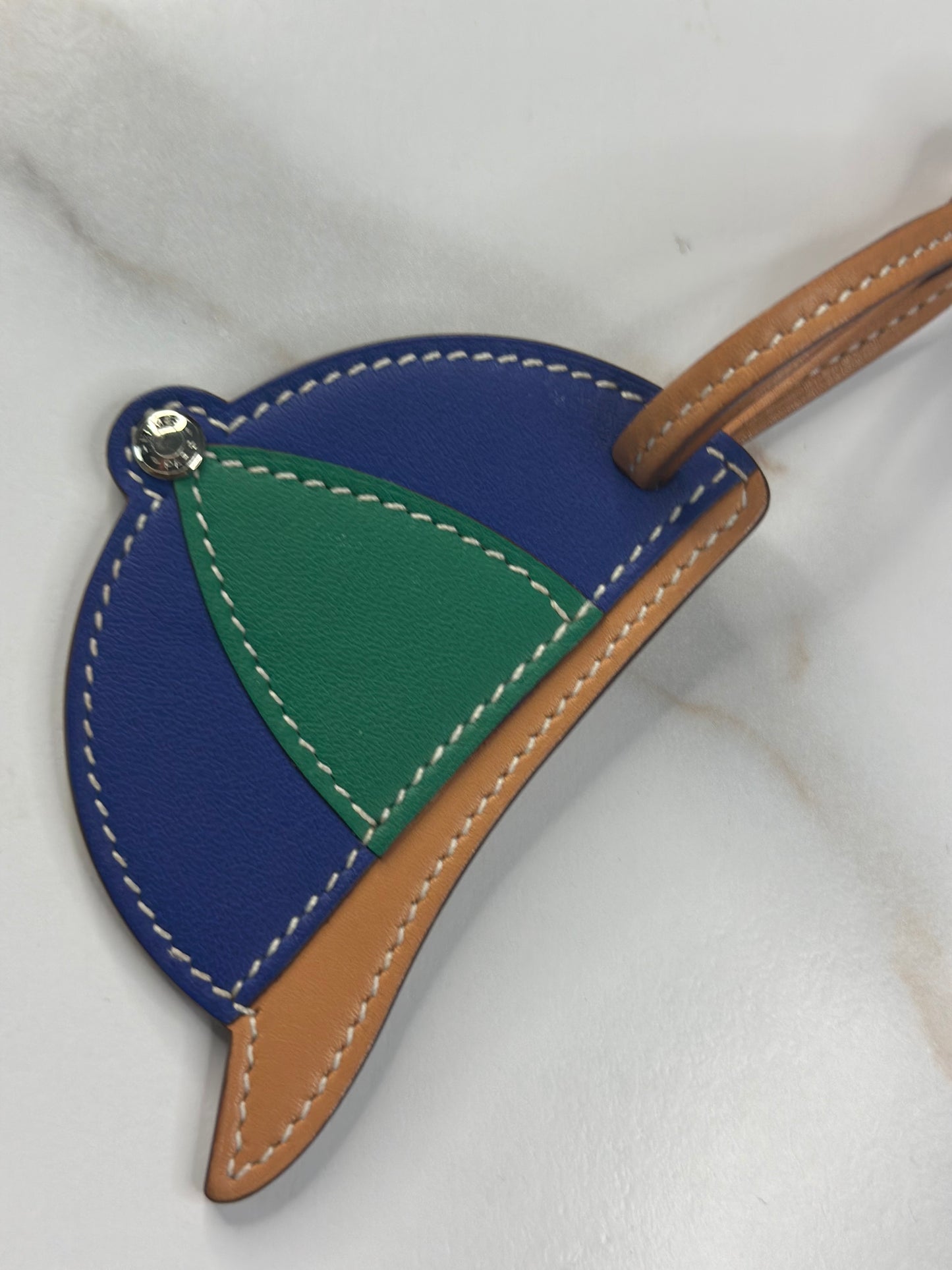 Pre-owned Hermes Tricolor Paddock Cap Bombe Helmet Bag Charm