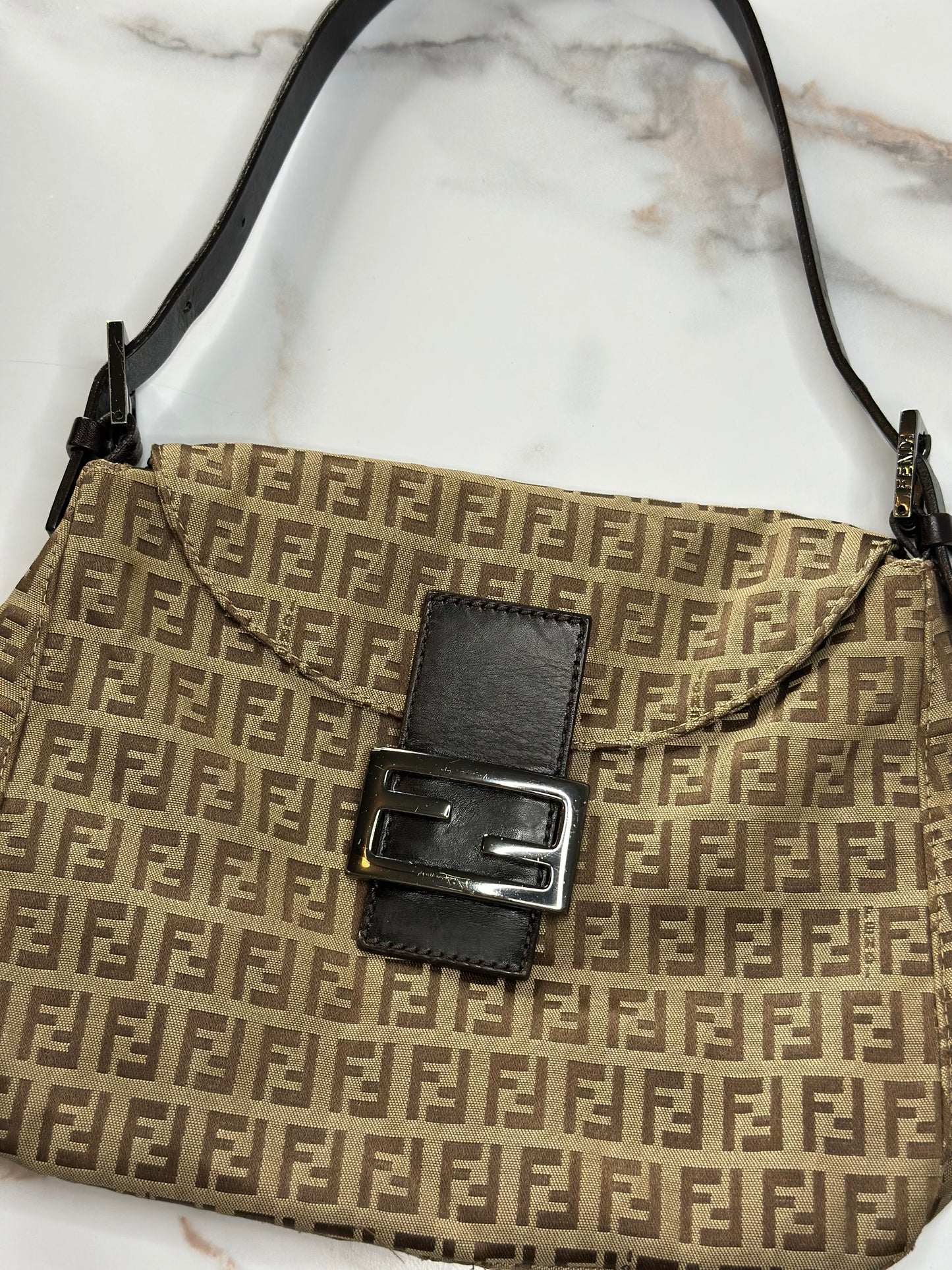 Pre-owned Fendi Zucchino FF Canvas Shoulder Bag